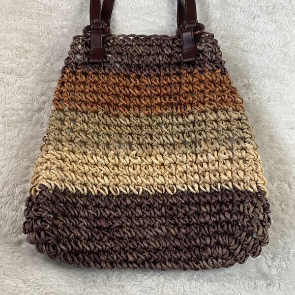 Unbranded Large tiered color rattan triangle shoulder bag - Picture 4 of 10